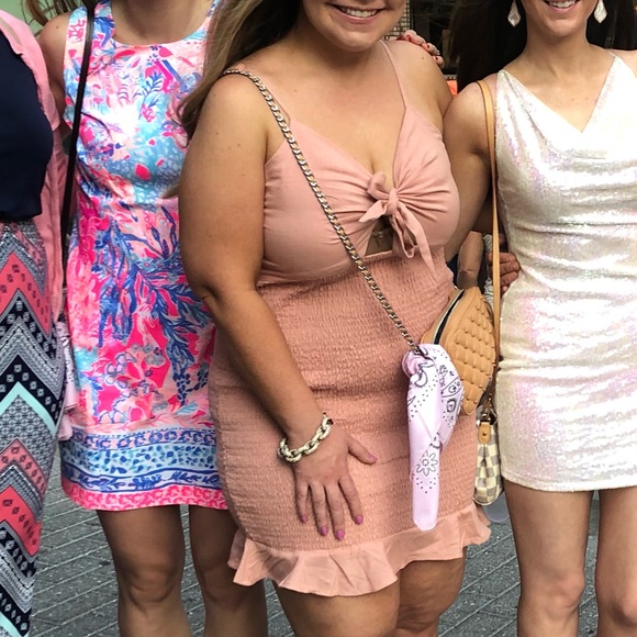 smocked tie mini dress - Picture 3 of 5